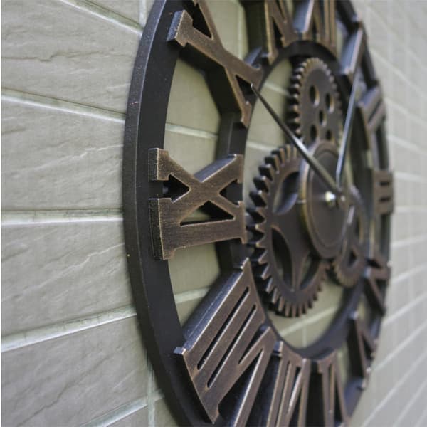 Decorative Wall Clock Hanging Clock 34cm Wood Industrial Style High-Precision Movement