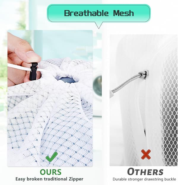 2-piece laundry net, 50 x 60 cm laundry bag with drawstring, washing machine net, reusable mesh bag for laundry, laundry net