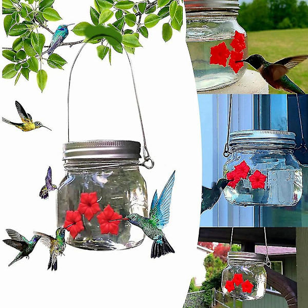2-pack fågelmatare, bärbar utomhus hängande blomfågelmatare, kompatibel med utomhus hängande trädgård