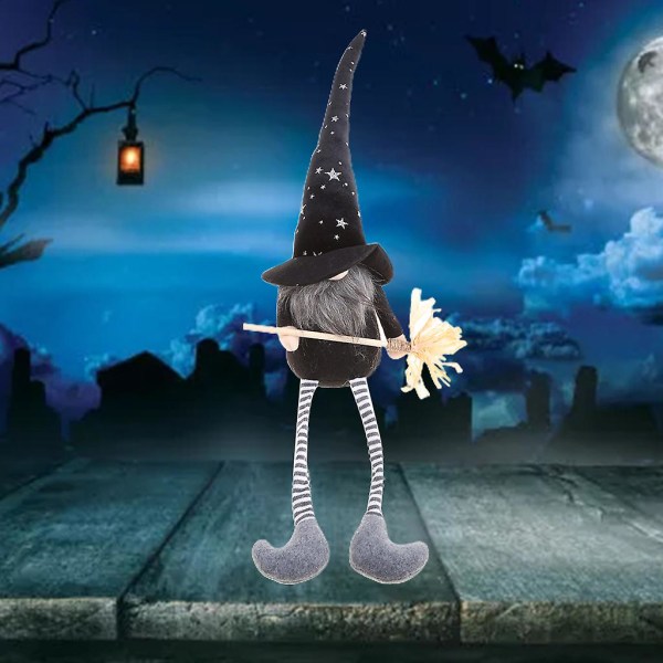 Halloween-heks Gnome-pynt Håndlaget Tomte Svensk Gnome Nisse Skandinavisk Dørstopper Bordpynt