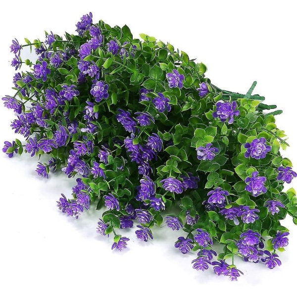 12 stk kunstige blomster Uv-resistente Ingen falme buksbomlilla Purple