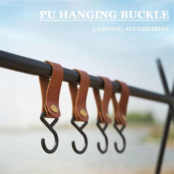 8 Pcs Leather S-Hooks Leather Hook, S-Hooks S-Shaped Hooks Coat Hook for Hanging, Camping Hook Hanging -FM- Brown Brown