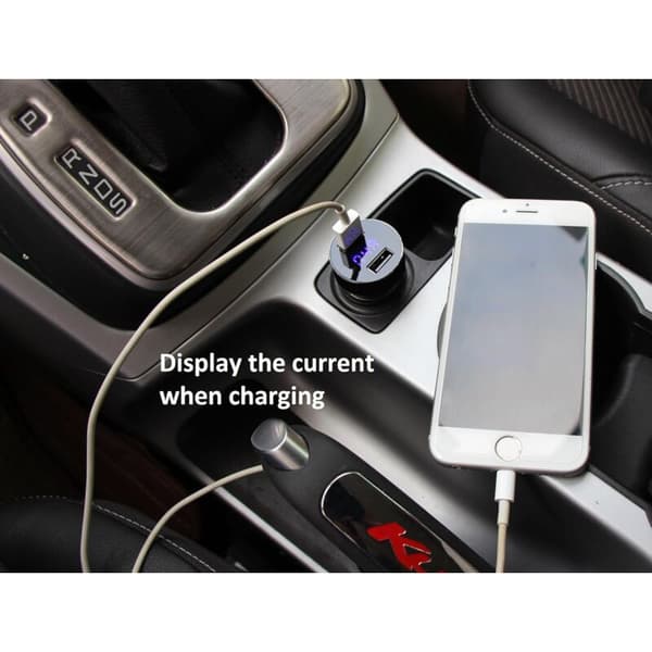Mini billader - 2 USB-porter, 3.0 A/V hurtiglading, tellefunksjon, LED-batterinivåindikator - universal