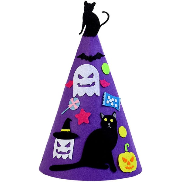 Interaktiv DIY spiss lang lue Håndlaget håndverk Halloween-gaver til barn, tenåringer, svart katt