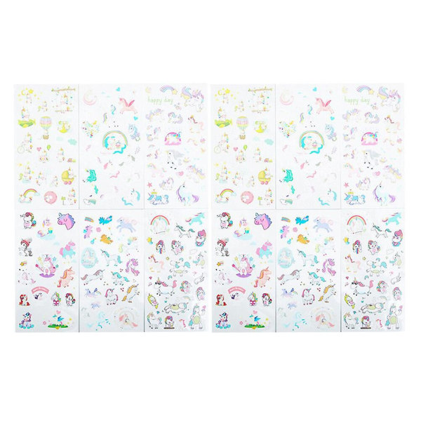 12 Pcs Cartoon Stickers Cartoon Sticker Hand Account Sticker Diy Decorative Sticker Diary Sticker Unicorn Sticker12pcs