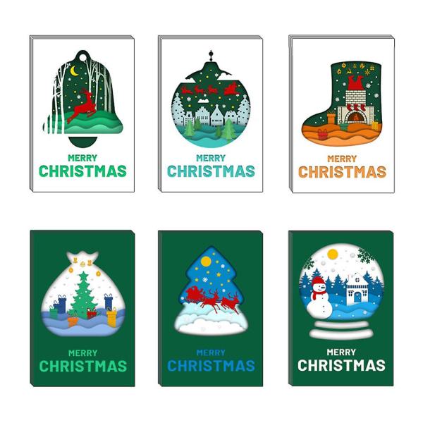 Sæt med 24 julelykønskningskort Julepostkort med kuvertforseglingsklistermærker Glædelig jul ferieforsyninger