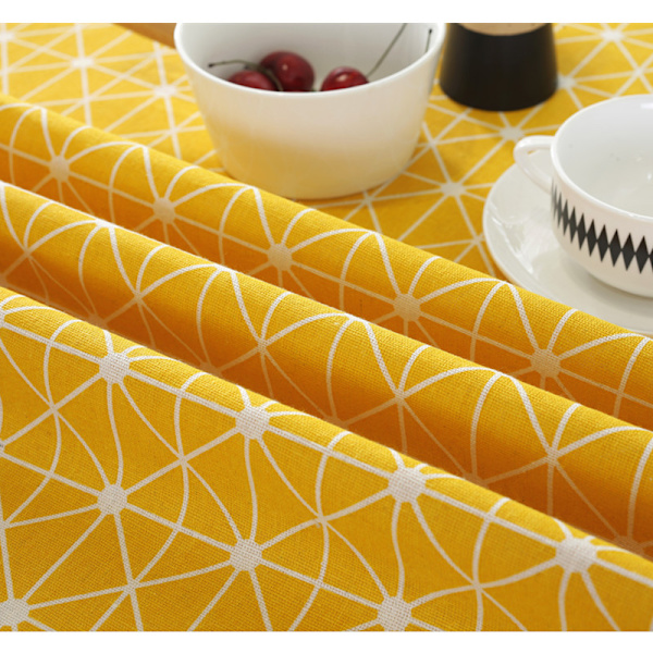 Pohjoismaalaistyylinen teryleeni- ja puuvillasekoite pyöreä pöytäliina monivärinen kolmio keltainen/100cm