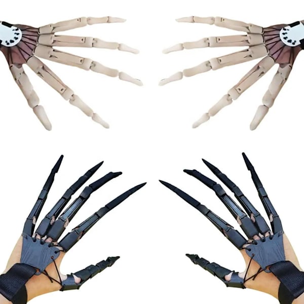1 Par Halloween Ledade Fingrar Halloween Cosplay Rekvisita Flexibla Led Realistic Skelett Ben Klor Förlängare