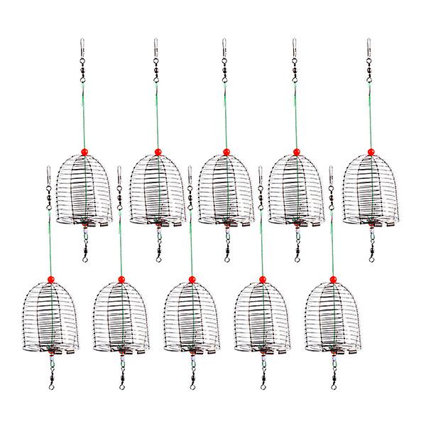 10 stk Karpe Feeder Bait Feeder Rustfrit Stål Lokke Fiskebur Fiskegrej Sølv 5X4X4CM