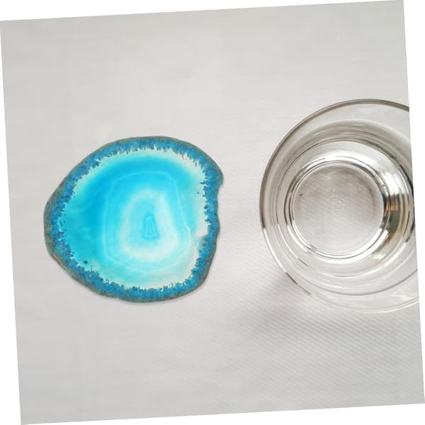 Coasters Copper 5pcs Natural Agate Coasters Coffee Tea Coaster Set