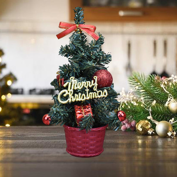 Mini konstgjorda julgranar Xmas Desktop Dekoration Tree Set Bordsskiva julgran, för Kristus Red