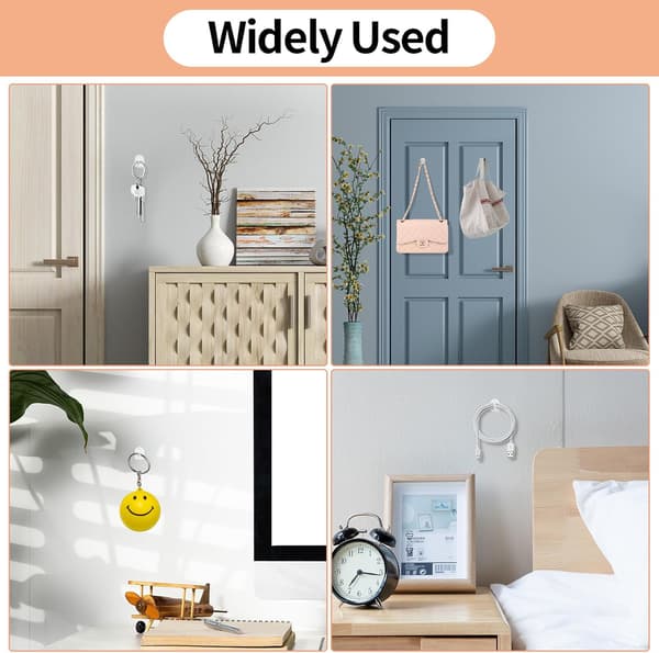 30 Transparent Adhesive Hooks, Extra Strong Self-Adhesive Hooks for Towels and Clothes, Wall Hooks Without Drilling