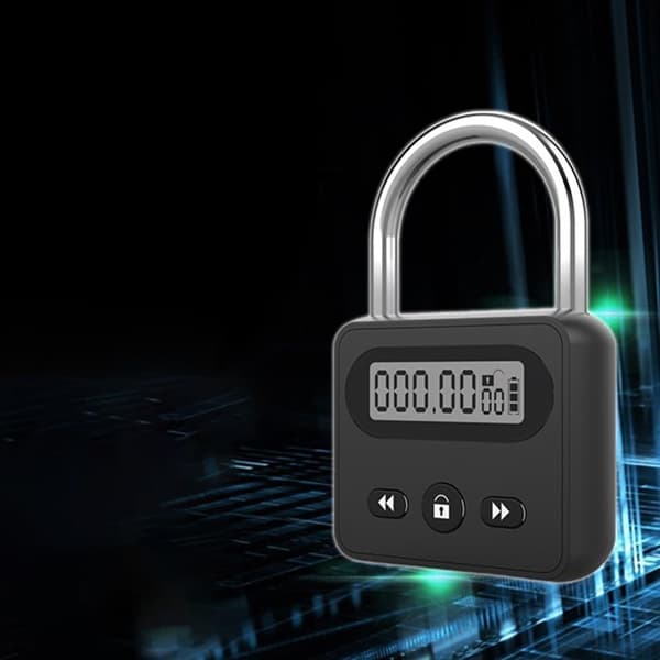 Time Lock, Multifunctional Metal Padlock, Electronic Lock with Timer, Built-in Alarm and Smart Chip, for People Lacking Self-Control