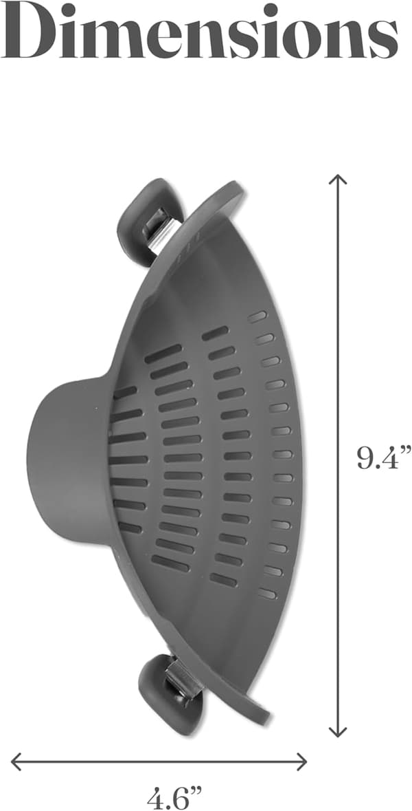 Silicone Pasta Strainer with Handle Clip-on Design For Pots Pans Bowls Dishwasher Safe Kitchen Drain Strainer