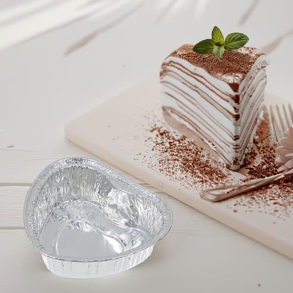 50 stk hjerteformede bakeformer i tinnfolie, minipaiformer, eggetertformer