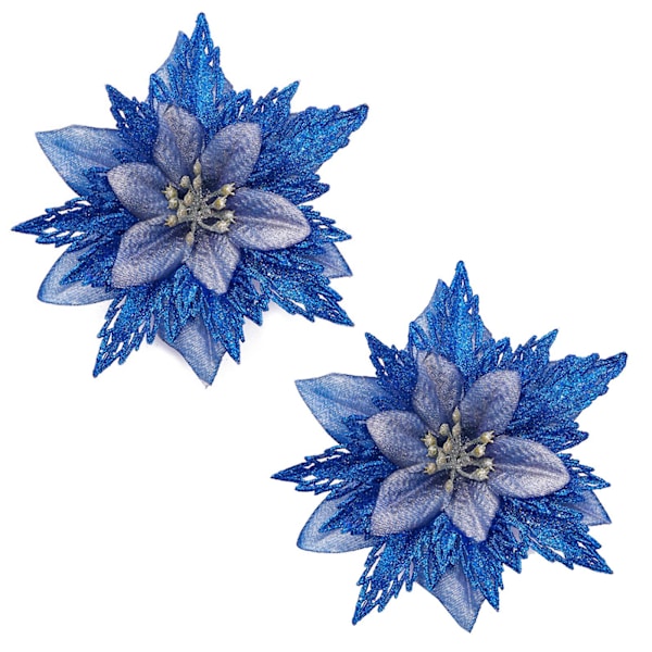 2-pack 15 cm Julglitter Konstgjorda Julstjärnor Konstgjorda Julgranar Blå