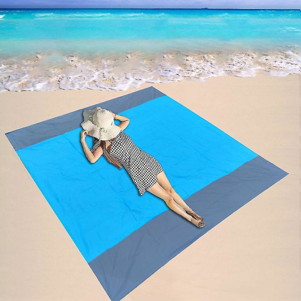 Strandfilt Sandtät vattentät, extra stor sandfri strandmatta för strand, camping och picknick, 210*200