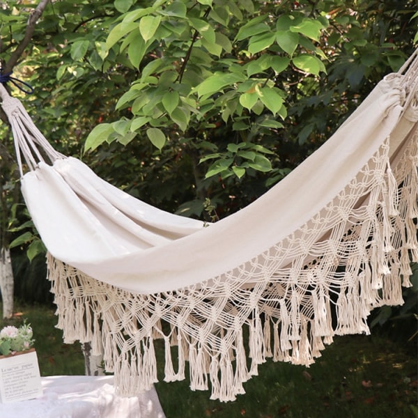 Kaksinkertainen riippukeinu kotiin, sisä- ja ulkokäyttöön, boho-rippukeinu, riippukeinu, suuri pehmeä puuvillainen riippukeinu, kahden hengen sänky, terassi, Pa