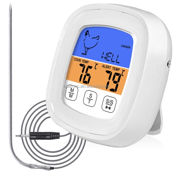 Digitalt steketermometer, steketermometer, BBQ-termometer med øyeblikkelig avlest LCD-skjerm, temperatursonde for sett