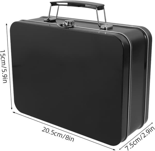 Retro Metal Bento Lunch Box Portable Convenience Versatile Storage Black Iron Tin Box Suitcase