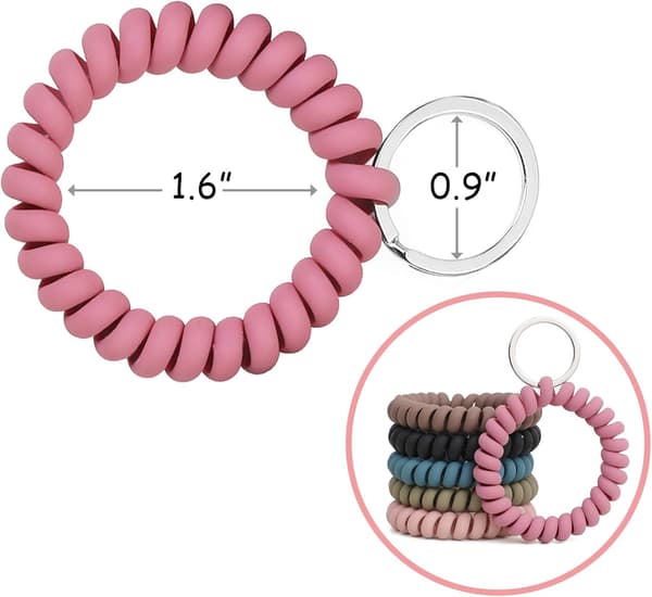 6 stk elastiske armbånd nøkkelring for håndledd, nøkkelholder for håndledd
