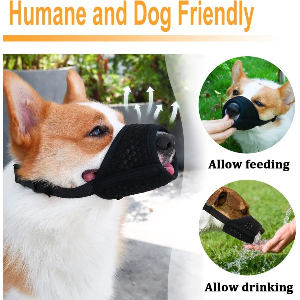 Hundesnuten myk netting - Justerbar, pustende hundesnute, hundemaske, munndeksel for anti-bitt anti-ab