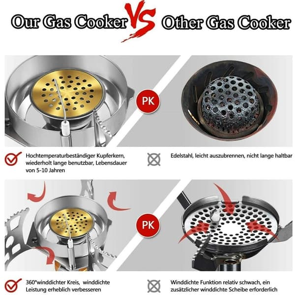 Foldable Windproof Camping Gas Stove with Piezo Ignition