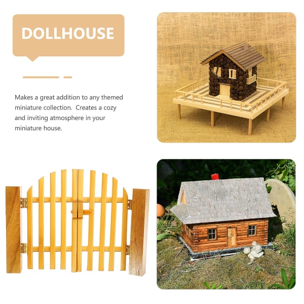 Mini-portti Miniatyyriportti Mini-talon portti Simuloitu puuovi Mini-huonekalut Koriste 17x12.5cm