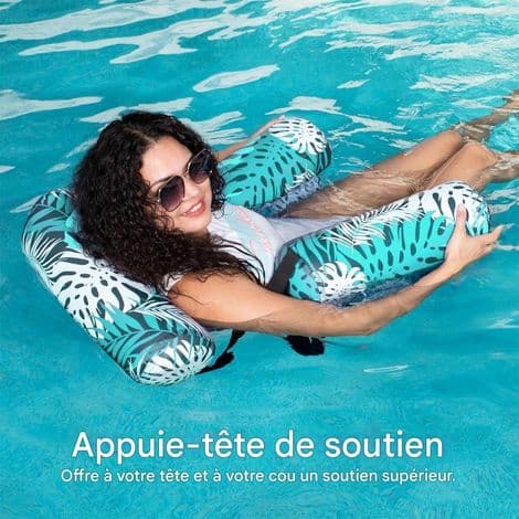 Floating Hammock for Pool. Inflatable Bath Chair with Inflatable Buoy and Armrests, 76 x 40.5 x 61 cm.