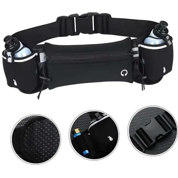 Running Belt with Water Bottle Holder - Ideal Hydration Solution for Athletes (Black, Bottle Not Included)