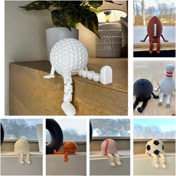 Mini Sports Ball Ornament Series: Mini Golf Set with Movable Legs - Mini Home & Office Decor Display Stand, Desk, Table (Golf)