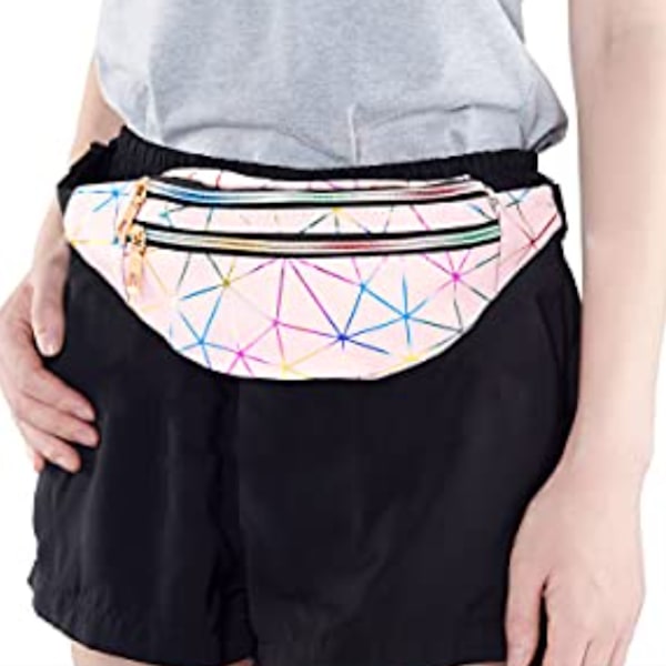 Crossbody-väska för dam, midjeväska med rutigt diamantmönster för herr, holografisk sling bag, vattentät midjeväska