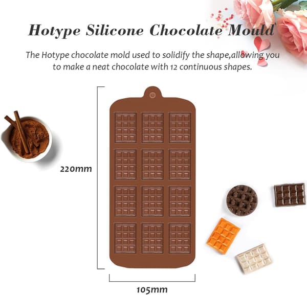 Sjokoladeform, mini silikon sjokoladeform, 12-hulls non-stick