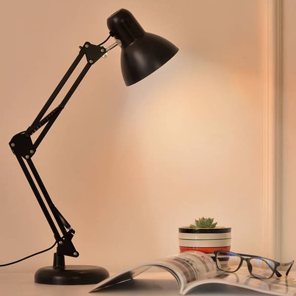 1 stk. LED-justerbar arm-læselampe, sort sort svart