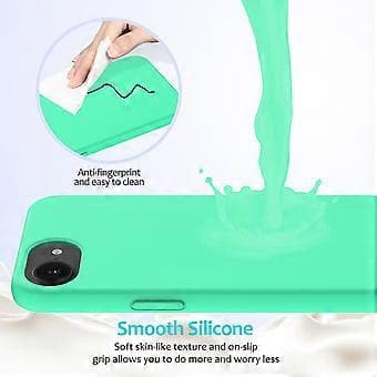 För iPhone 16e Skal Stöttåligt Flytande Silikon Mjukt Foder Baksida Telefonskal - Grön Green