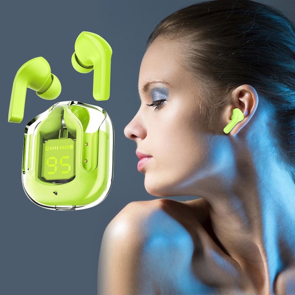 Krystal Ørepropper, Transparent Digital Display Trådløst Bluetooth Headset Bilateralt Stereo Bas Kobber