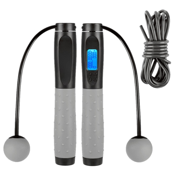 Wireless Skipping Rope, Cordless Skipping Rope Digital Counting Skipping Rope for Ha Amonsee No（Black and Grey）