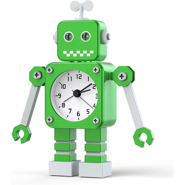 Herätyskello lapsille pojille, robottiherätyskello lapsille analogiherätyskello ei tikita hiljainen herätyskello pojille tytöille pojille (vihreä)