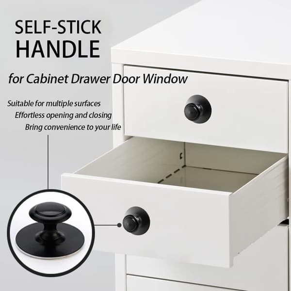 Self-adhesive drawer handle, cabinet handle, stainless steel handle for kitchen cabinets, drawers, removable and self-adhesive without drilling (black)