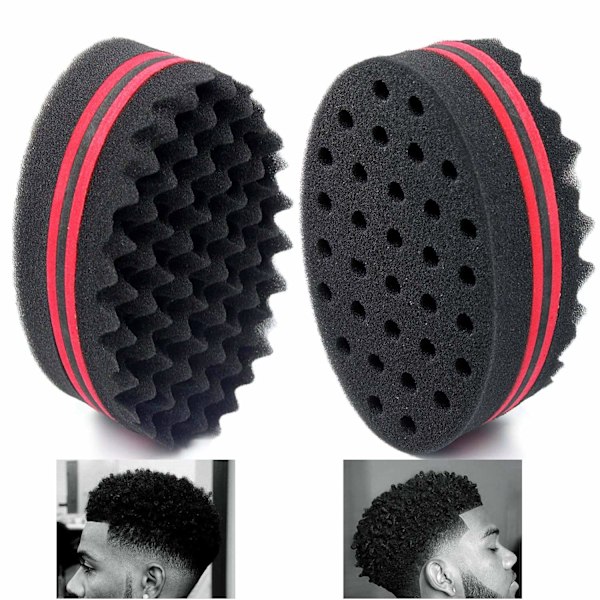 Barber Svamp Børste Twist Hår Til Bølger, Dreadlocks, Krøller, Afro Krøller Som Hårplejeværktøj Hul Diameter Passende - 2 STK