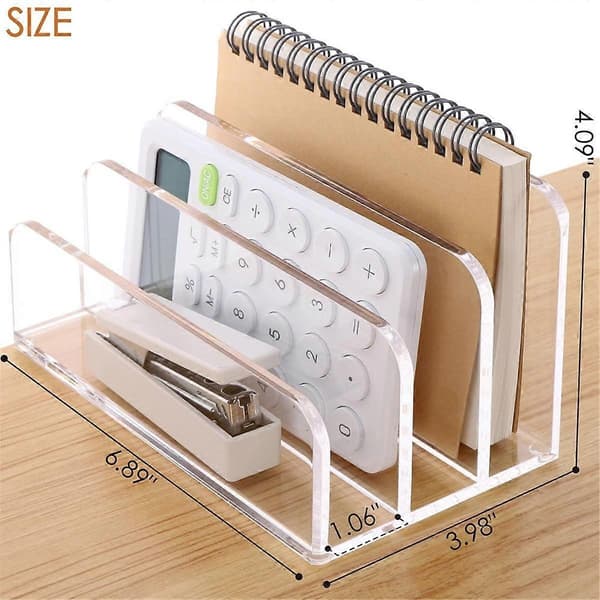 Letter Organizer with 3 Compartments, Desk Letter Rack, Vertical Letter Rack, Acrylic File Sorter