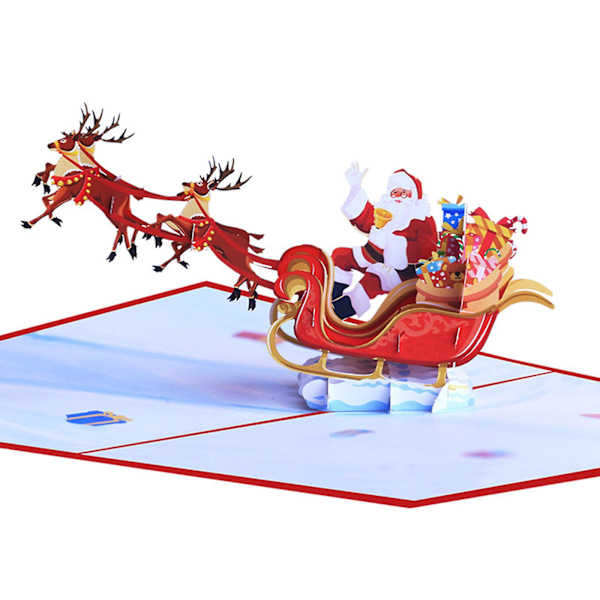 Julehilsenkort 3D Pop Up Julehilsenkort Flyvende Hjortevogn Julehilsenkort