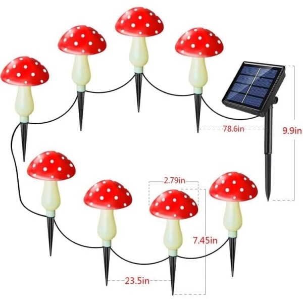 8-pack Röda Solcells-Svamplyktor för Trädgårdsdekoration, Solcells-Svampträdgårdslampor Utomhus Vattentäta för Jul
