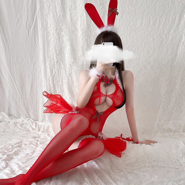 Damernas Sexiga Lingerie Kjolar Röd Julpyjamas Lingerie Cosplay Set