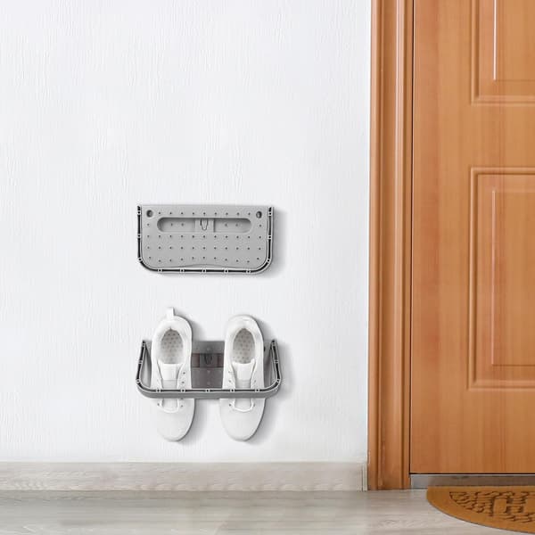 Foldable Shoe Rack Shoe Holder 28 * 14 * 2 cm PP Wall Mounted Space-Saving Design Multifunctional