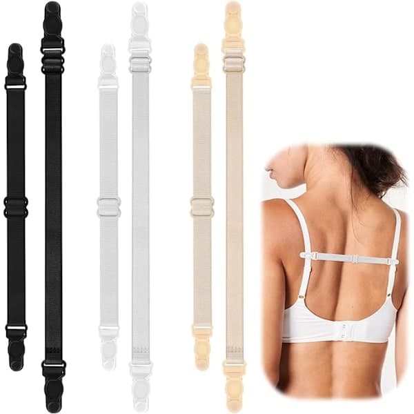 12-pack Elastic Bra Straps Adjustable - with Anti-slip Buckle - Available in Black, White, and Beige