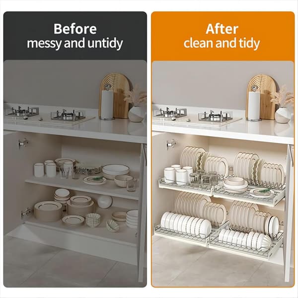 Pull-Out Cabinet Organizer Mounted with Self-Adhesive Nanofilm, Pull-Out Drying Rack for Kitchen Cabinets, Pull-Out Drawer for Under Kitchen