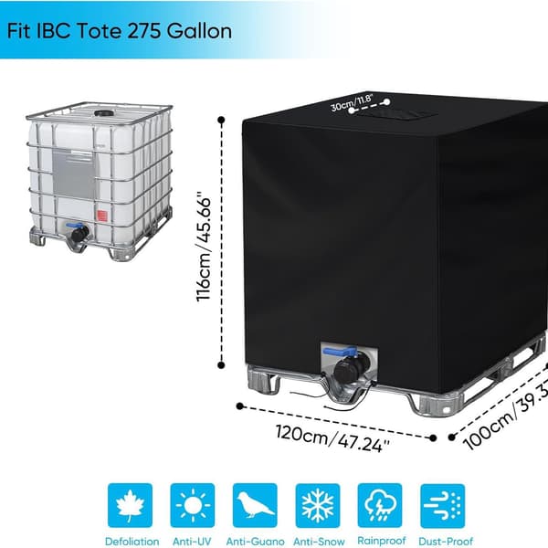 IBC-behållare, skydd, anti-UV, skyddsöverdrag för vattentank 1000 l