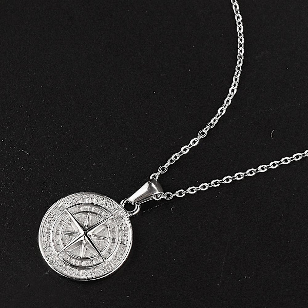 Halsband med kompass för män - silver