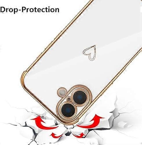 Designed for iPhone 16 Case 6.1 inch, Cute Plated Edge Love Hearts Pattern with Camera Lens Protector